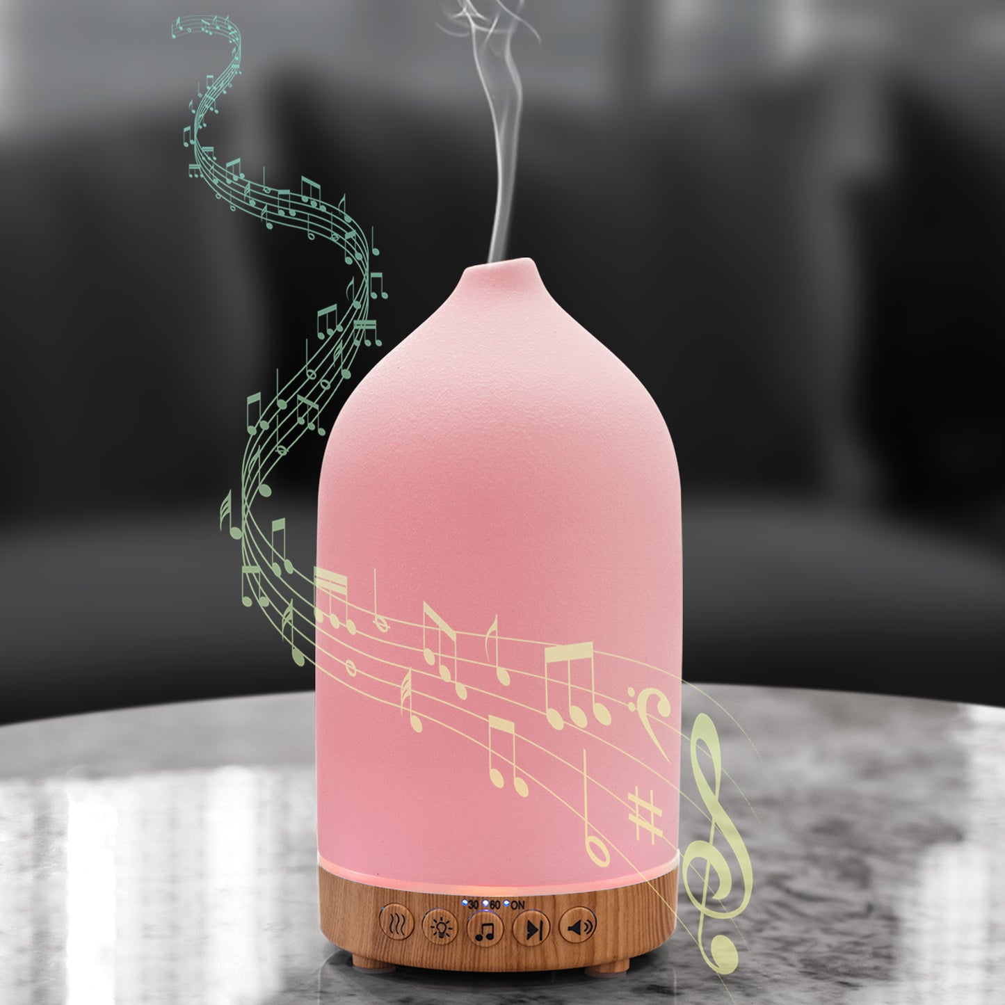 200ML White Noise Ceramic Diffuser,Sleep Sound Machine with 20 Natural Soothing Sounds, 7 Color Lights,Essential Oil Diffuser, Timer for Baby, Kids, Adults, Office, Home(Wood Grain)