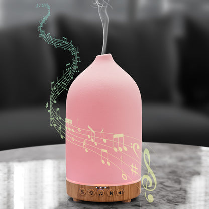 200ML White Noise Ceramic Diffuser,Sleep Sound Machine with 20 Natural Soothing Sounds, 7 Color Lights,Essential Oil Diffuser, Timer for Baby, Kids, Adults, Office, Home(Wood Grain)