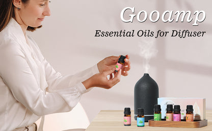 Essential Oils Set-Top 6 Organic Blends for Diffusers,Candle Making,Aromatherapy,Humidifiers,Gifts - Peppermint,TeaTree,Lavender,Eucalyptus,Lemongrass,Orange(6X0.33 fl oz)