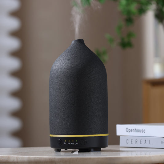 200ML Ceramic Diffuser,Aromatherapy Diffuser,Essential Oil Diffuser with 7 Color Lights Auto Shut Off for Home Office Room, Black (1/3/6/ON hrs Working time)